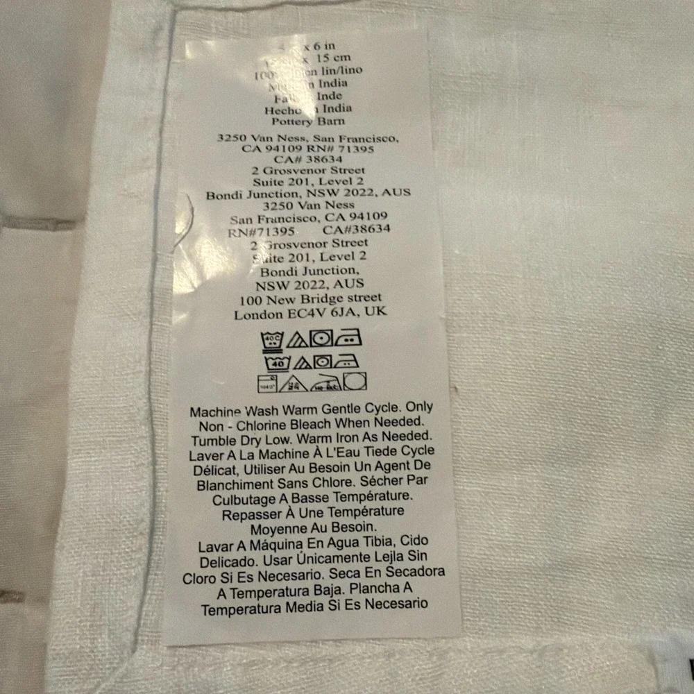 Pottery Barn Mason SET OF 4 Cocktail Napkins WHITE  6